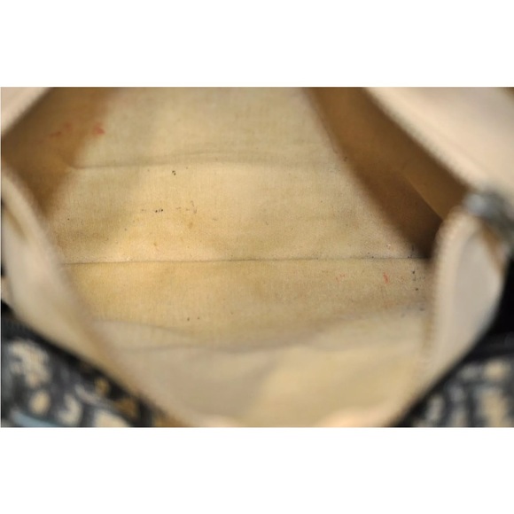 Authentic Christian Dior Trotter Hand Boston Bag Purse Canvas Leather Blue J9550 - Picture 12 of 16